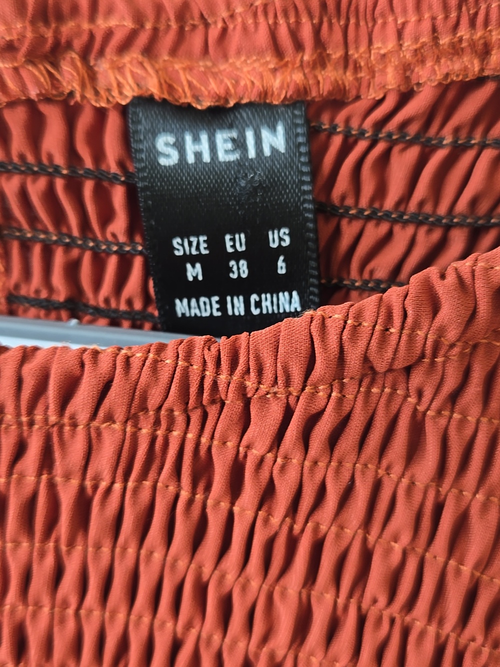 SHEIN Rust Smocked Long-Sleeve Tiered Maxi Dress - Picture 2 of 9